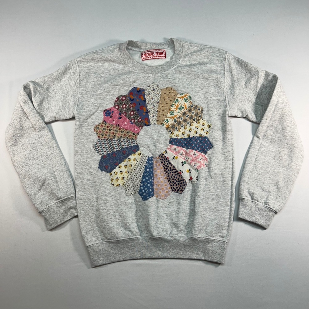 Light Gray Floral Patchwork Crewneck Sweatshirt